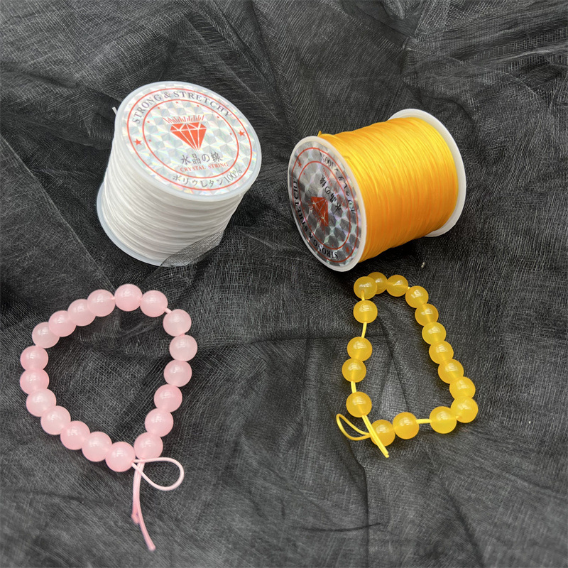 50m Flat Crystal Wire Hair Extension Elastic Wire Elastic Wire Good Elasticity Wear-Resistant Bead Wire DIY Beaded Bracelet Wire