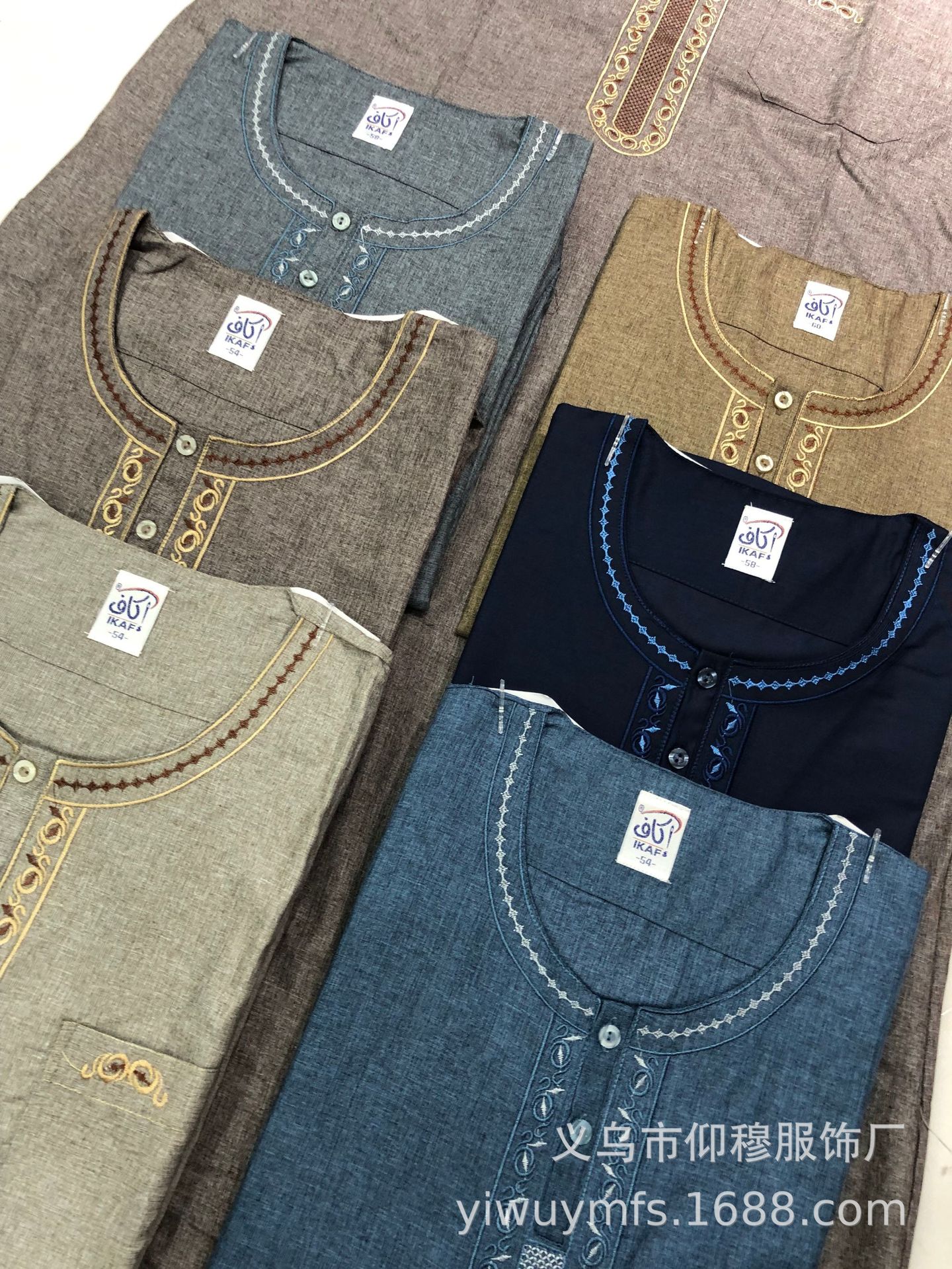 Short-Sleeved Cotton and Linen Cross-Border Export Factory Direct Round Neck Exquisite Embroidery Morocco Style Men's Belt Buckle