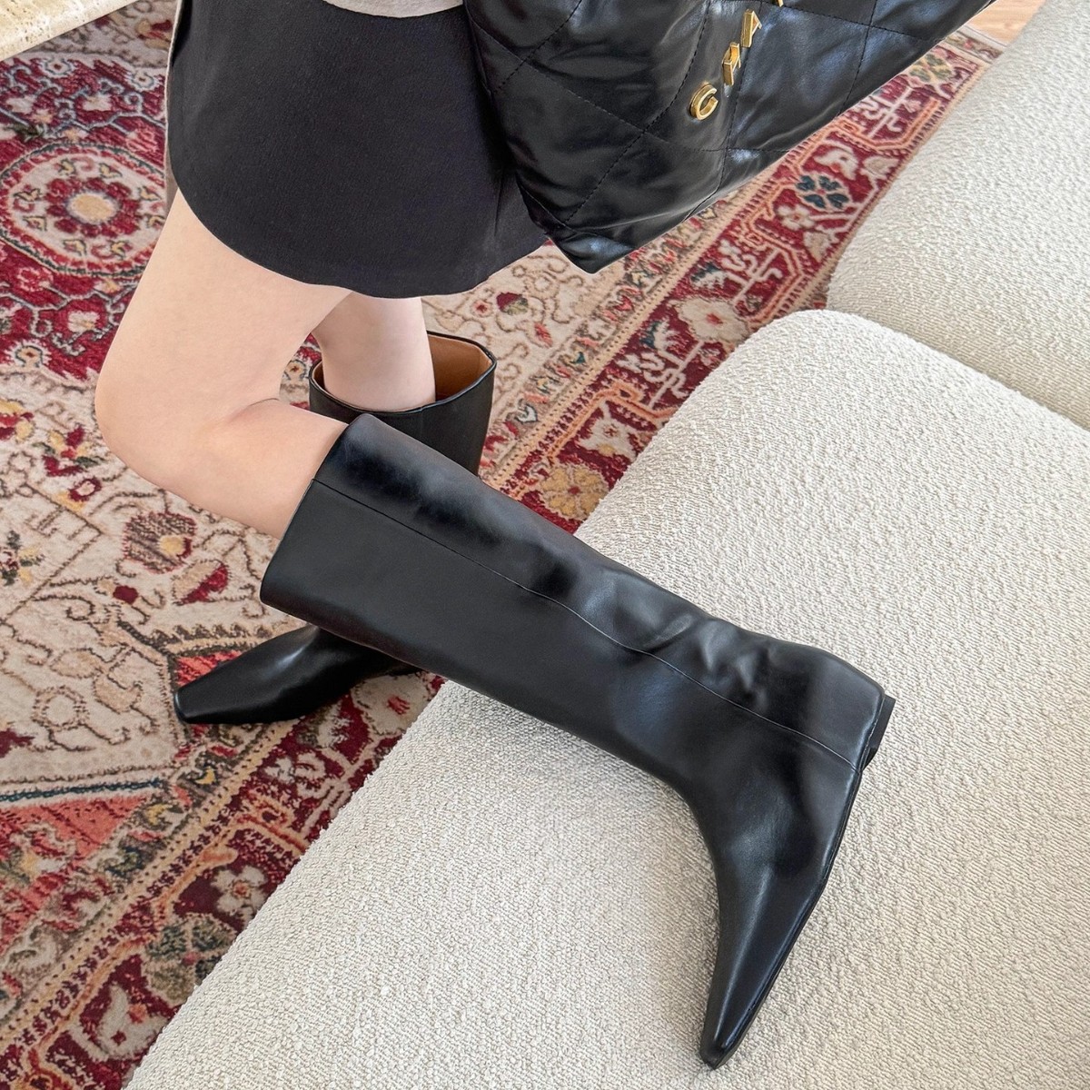 In Stock~ Increase Height by 5cm and Look Great! High-End Coffee Brown Square Toe Straight Boots for Women in Autumn, Straight-Leg Boots for Women