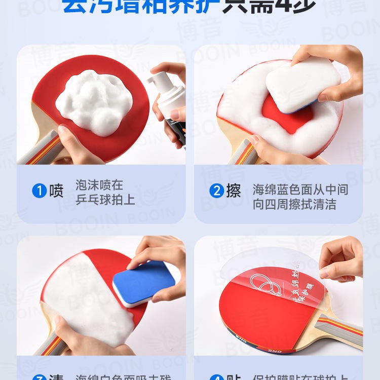 Table Tennis Racket Cleaner, Sticky Foam Rubber Cleaning Special Maintenance Set, Protective Film Cover, Rubber Sponge Wipe