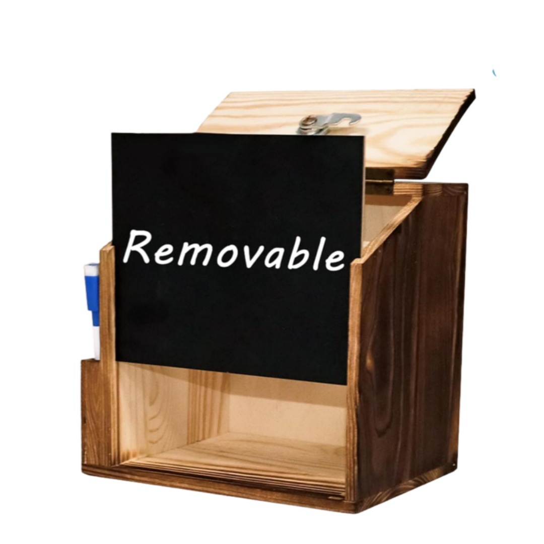 In-Stock Vintage Wooden Suggestion Box Solid Wood Lockable Voting Suggestion Box Letter Box Wall-Mounted Charity Donation Storage Box