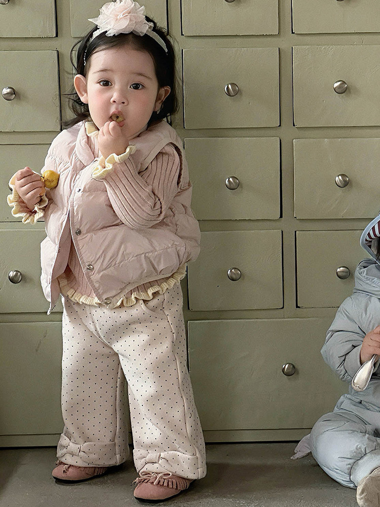 Winter Cartoon down Vest for Girls, Lightweight Outerwear for Baby Girls, 90% White Duck Down, Warm Vest for Young Children, Category a