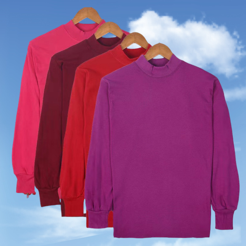 Однотонная базовая футболка для женщин среднего и пожилого возраста, свободный хлопковый свитер, круглый вырез, большой размер, осенний свитер из 100% хлопка с длинными рукавами