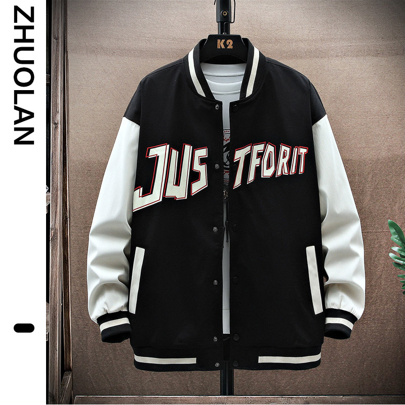 Бейсбольная куртка для мужчин больших размеров, модная, свободный крой, молодежная осенняя одежда