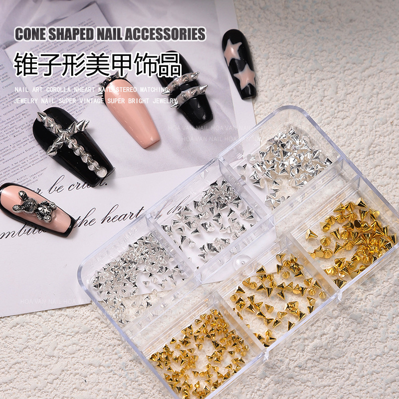 Металлические аксессуары для ногтей в стиле панк с плоским дном трехмерные острые конусные заклепки оптом