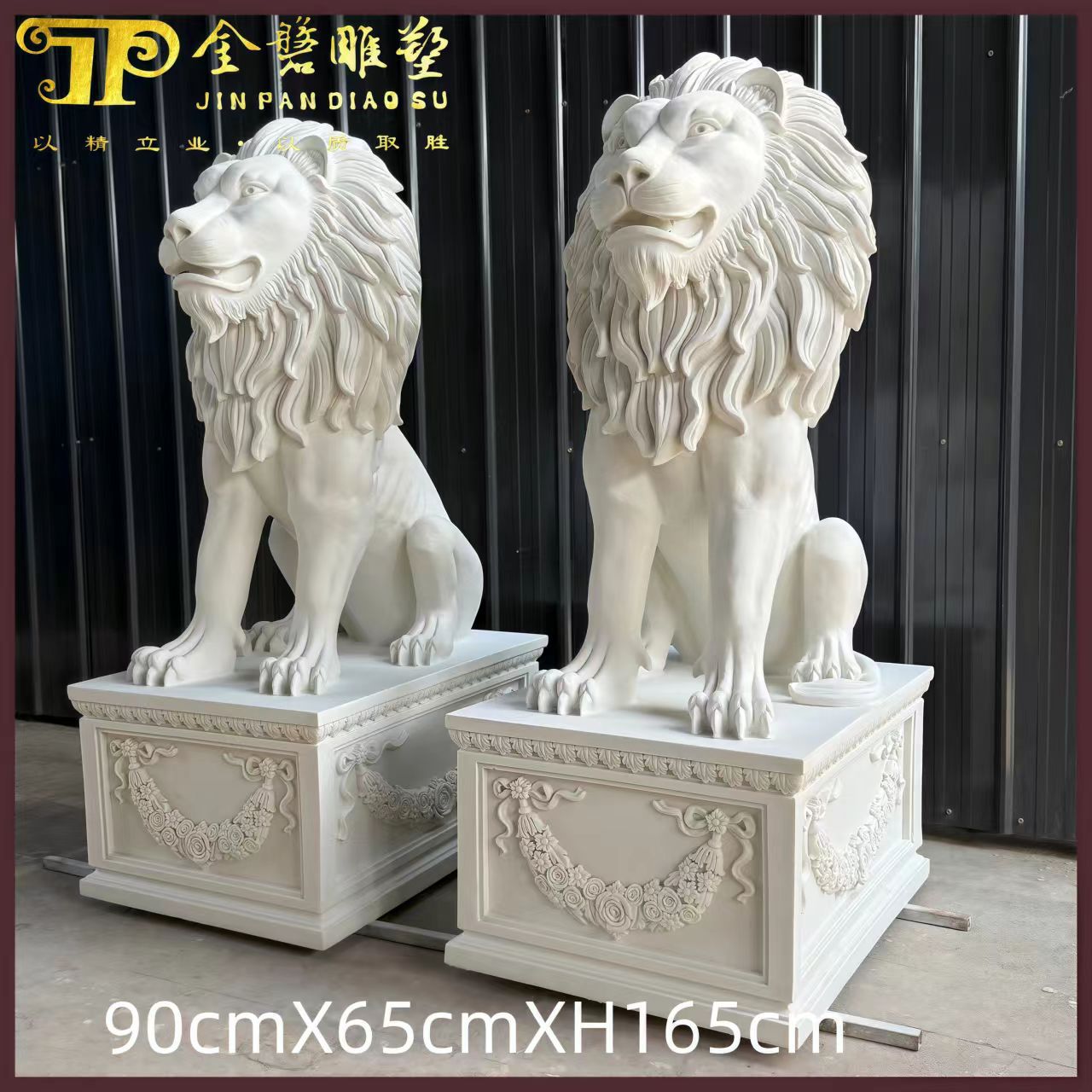 Stone Sculpture Stone Lion White Marble European Style Climbing Lion Walking Lion Squatting Lion Door Company Hotel Pair of Villa Courtyard Ornaments