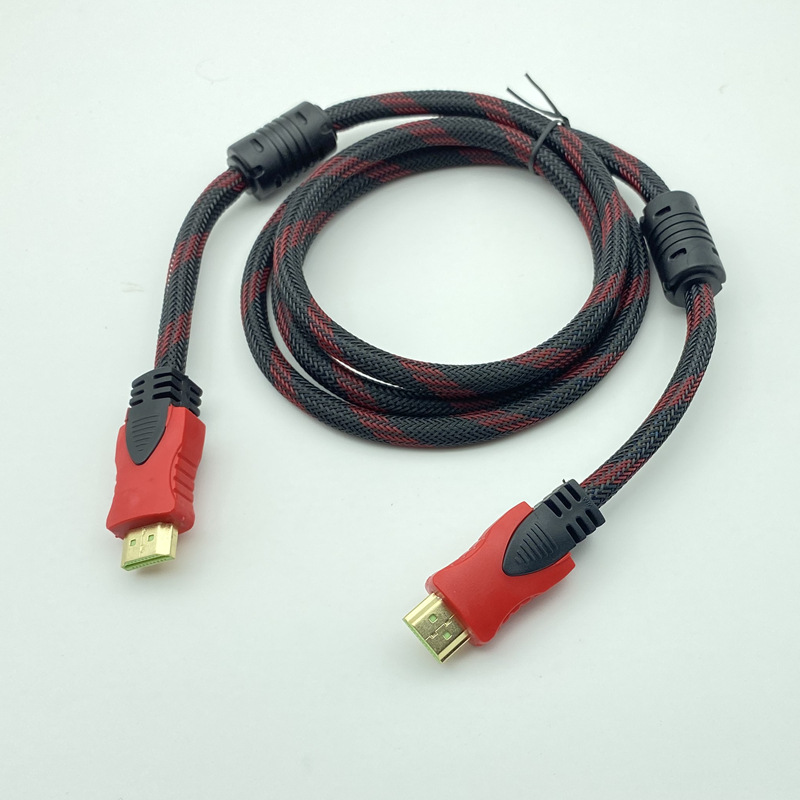 Red and black net gold-plated computer TV set-top box projector cable 1.5 meters 1.4 version HDMI HD line