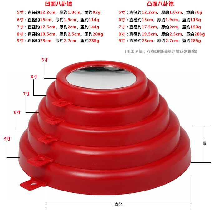 Household Glass Bagua Mirror Convex Mirror Concave Mirror Feng Shui Mirror Glass Mirror Feng Shui Supplies Door Hanging