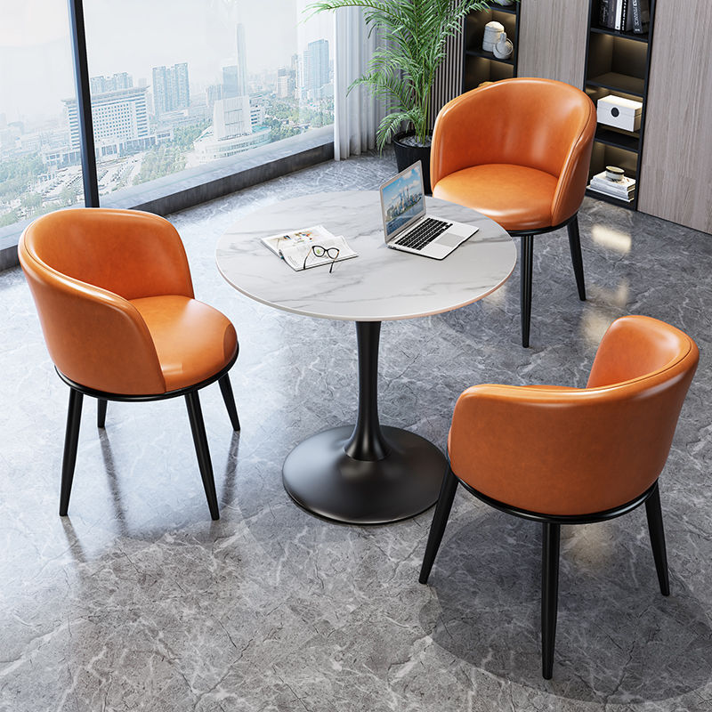 Nordic Light Luxury Rock Negotiation Table and Chair Reception Office Reception Combination Balcony Leisure Milk Tea Round Table Internet Celebrity Home