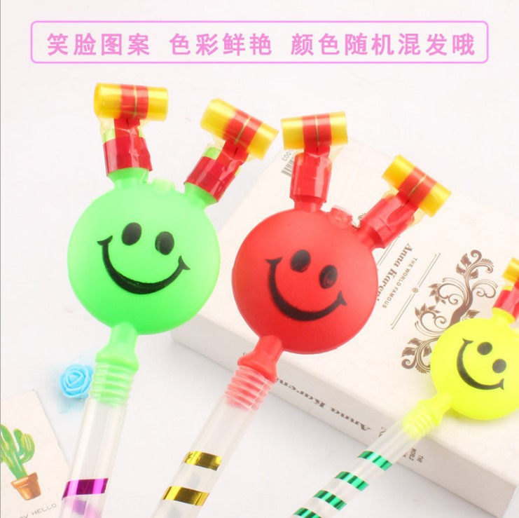 Large smiley face blowing dragon whistle blowing roll children's toys smiley face blowing dragon clown blowing dragon stall toys wholesale