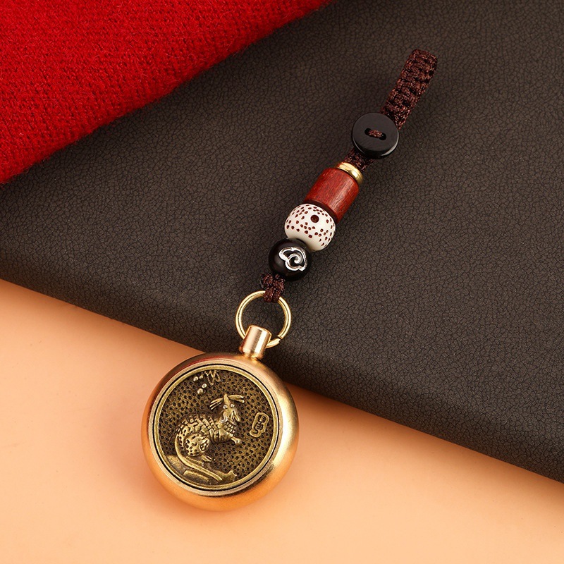 Деревянный ключевой брелок с ручкой из чистой меди, ротационная игра, амулет, подвеска