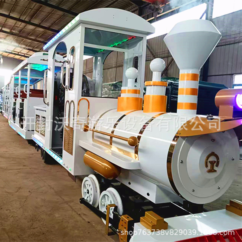 Medium-Sized Rail Train, Large Amusement Equipment, Multi-Person Children's Outdoor Scenic Spot with Smoke and Whistle, Flower Sea and Lotus Pond