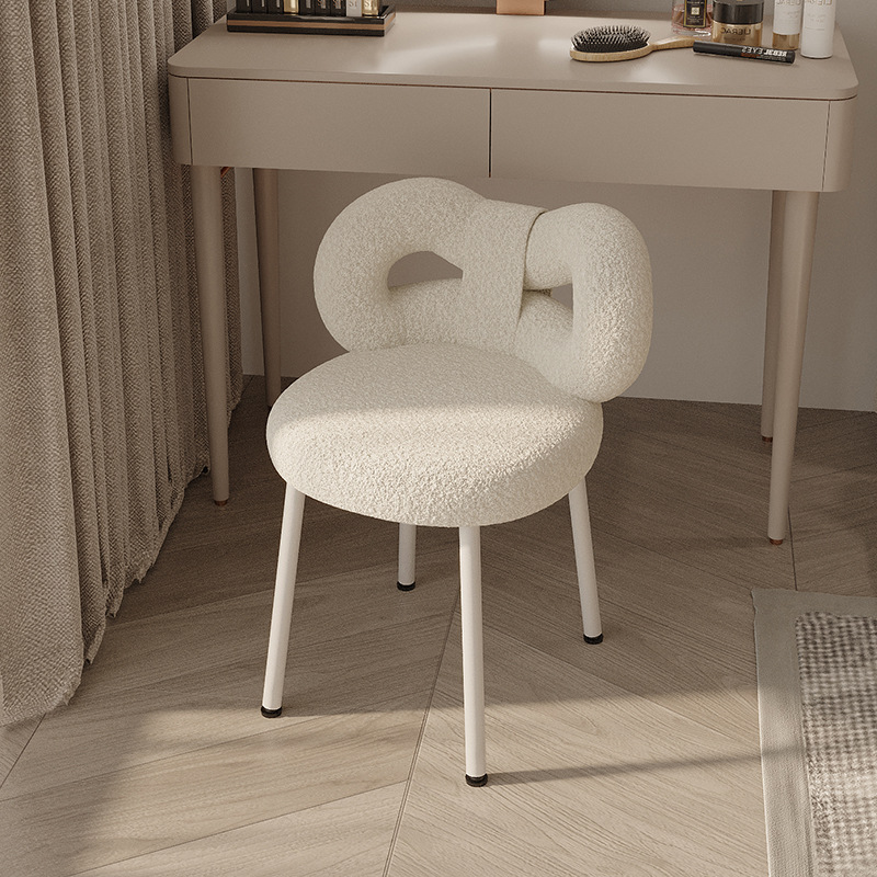Cream Style Designer Makeup Chair Modern Simple Girl's Bedroom Bow Cashmere Dressing Table Stool Chair