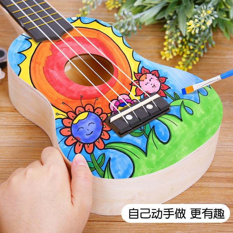 Handmade Ukulele DIY Material Package Assembly Beginner Wooden Small Guitar Painted Hand-Painted Homemade