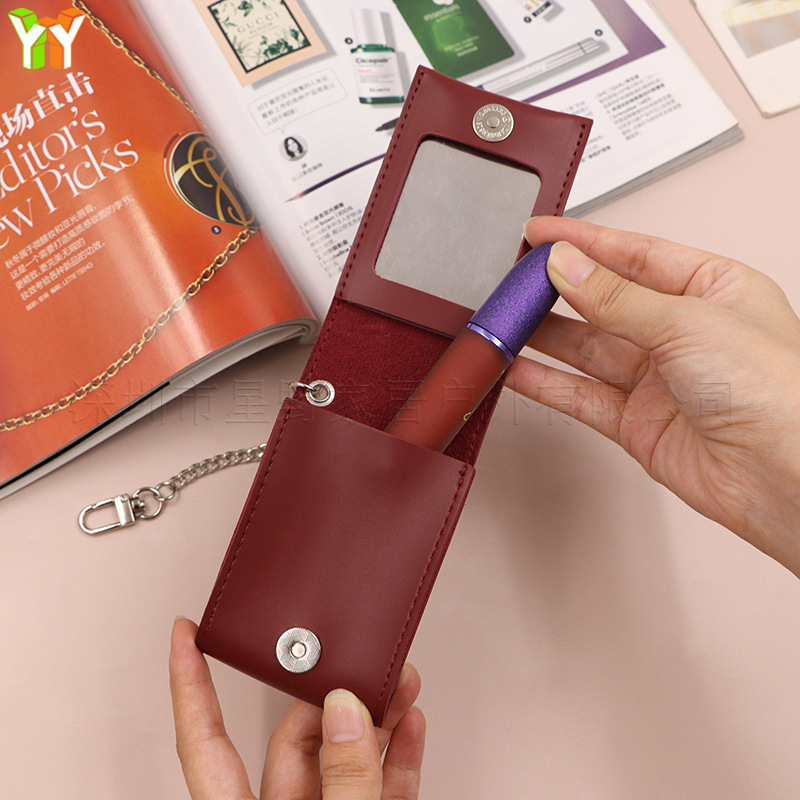 Готовая складная сумка для губной помады, портативное зеркало, сумка для хранения, легко наносится, печать логотипа, прямая продажа с фабрики