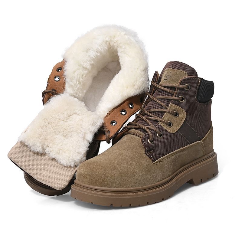 Cowhide Wool Boots Men's Winter Velvet Thickeneded Northeast Cold-Proof and Warm Outdoor Snow Boots Cotton Boots Work Boots