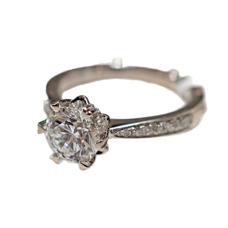 Pt950 Platinum Cultivated Diamond Ring for Women Niche Heart-Shaped Starry Wedding Proposal