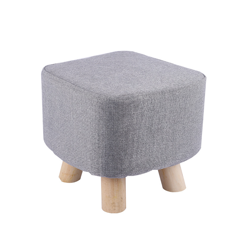 Solid color fabric stool shoes changing stool small wooden stool sofa stool solid wood square stool activity gift stool printable logo