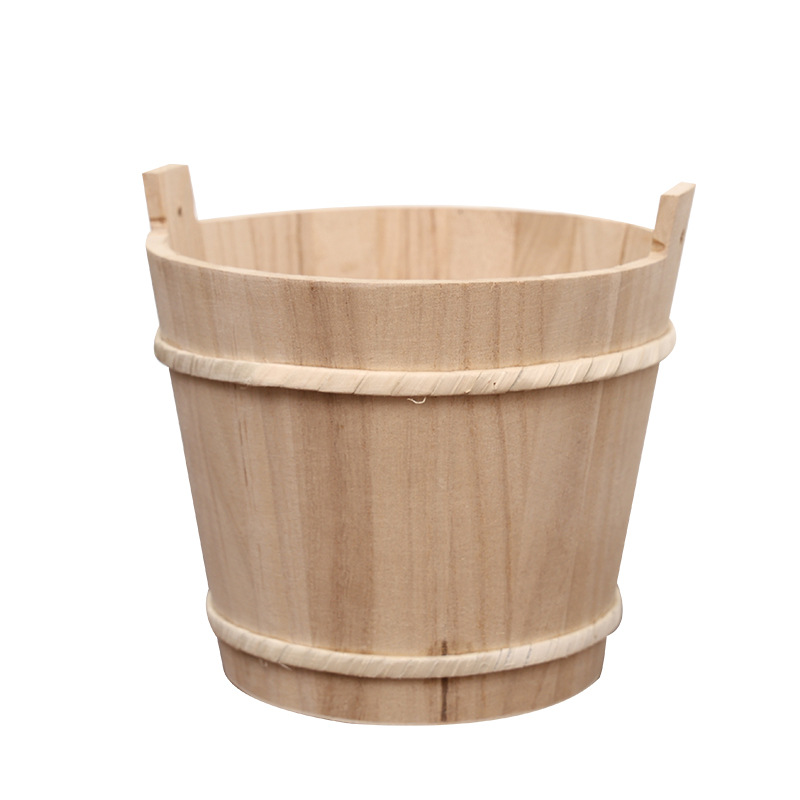 Factory Supply Wooden Round Open Large Capacity Aromatherapy Stone Storage Bucket Toy Bucket Stall Bucket Storage Bucket