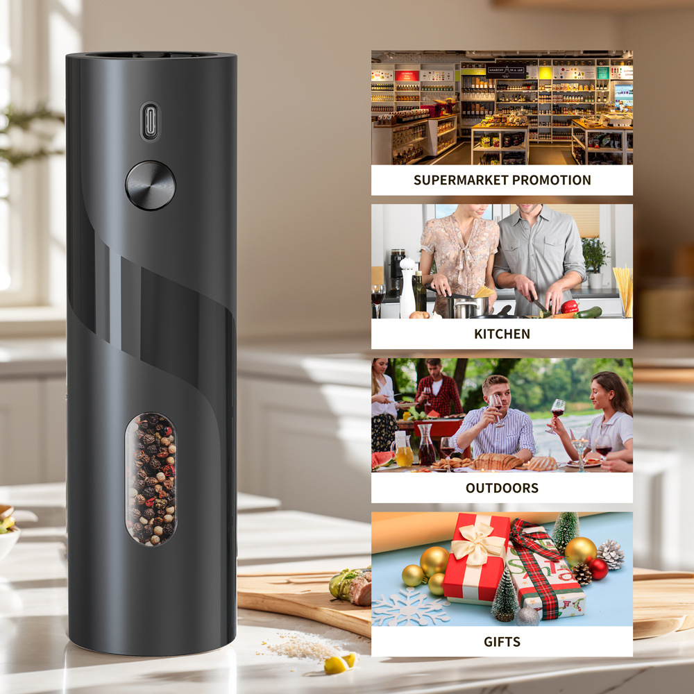 KLT Factory Direct Batch Foreign Trade Hot Sale Large Silo Intelligent Automatic Rose Salt Grinder Electric Black Pepper Grinder