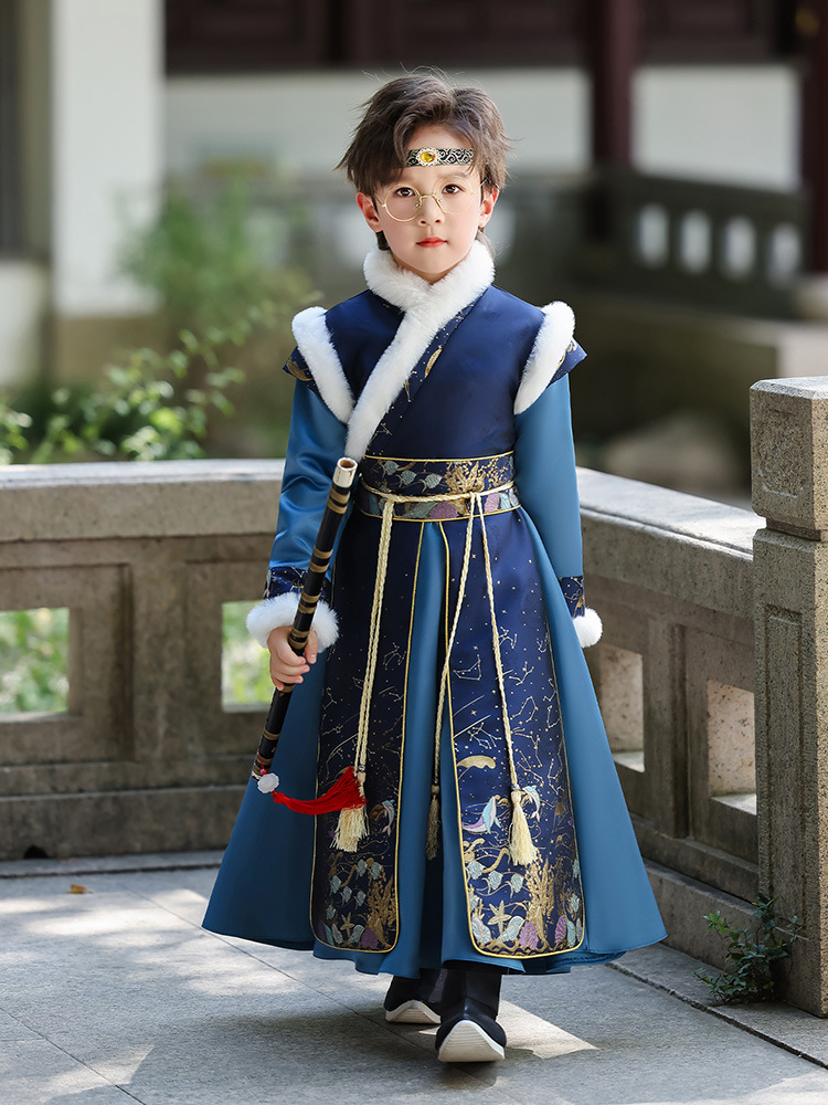 Children's Boys' Autumn and Winter Tang Suit, Boys' Hanfu New Year Outfit, Winter Chinese Style Ancient Costume for the New Year