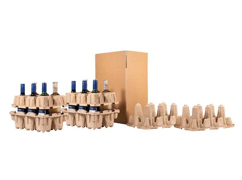 Neutral Red Wine Bottle Holder, Single Bottle, Double Bottle, 3 Bottles, Exported Pulp Molded Paper Holder