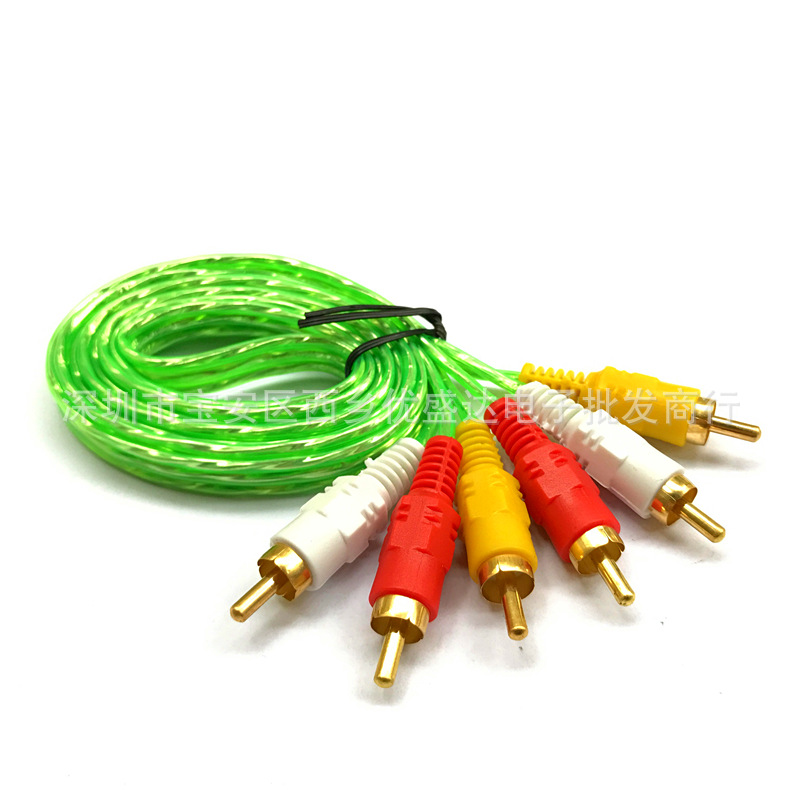 Transparent 1.5 m 3 to 3 Lotus Line Audio and Video AV Line 3 to 3RCA Set Top Box dvd Cable TV AV Line