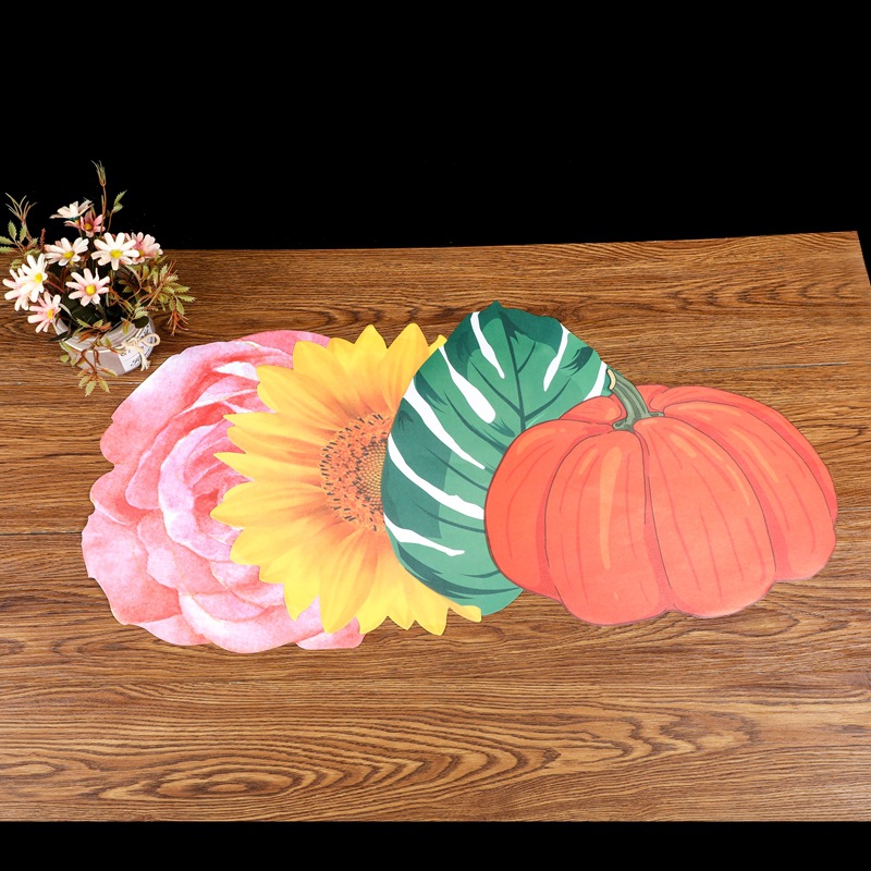 Special-shaped Pollen Dining Table Paper Kidsren's Disposable Cartoon Sunflower Paper Placemat Table Mat Primary School Student Tablecloth