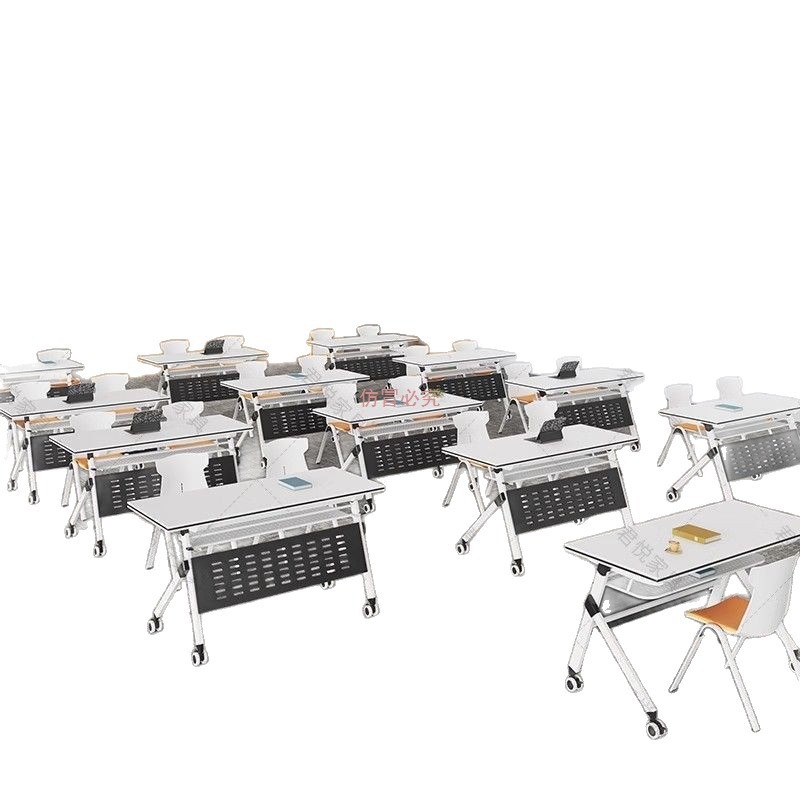 Training Tables and Chairs for Two People, Employee Desks, Student Free Combination Long Tables, Multi-Functional Folding Training Conference Tables