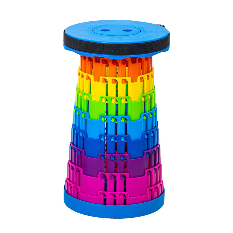 Factory outdoor rainbow folding stool portable chair adjustable retractable stool train retractable stool