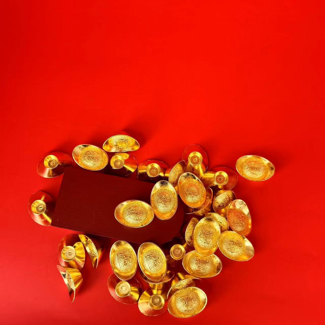 Senshe factory wholesale small ingot ornaments mini alloy metal gold ingot silver ingot worship supplies crafts