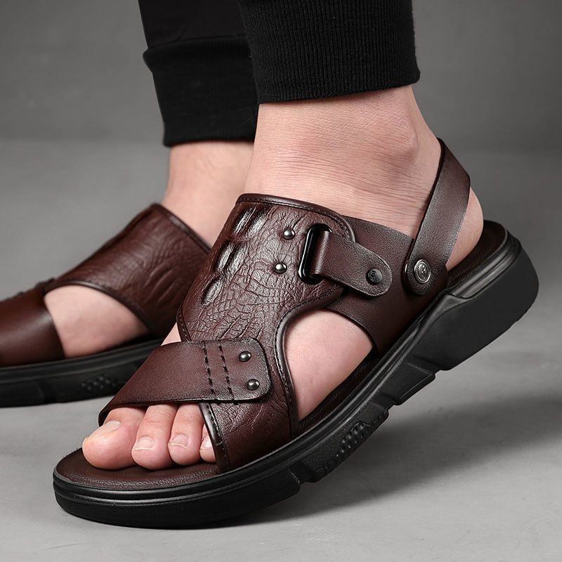 Slippers for Men, Summer Outer Wear, Non-Slip, Thick-Soled Flip-Flops, Outdoor Sports and Driving Dual-Use Beach Sandals