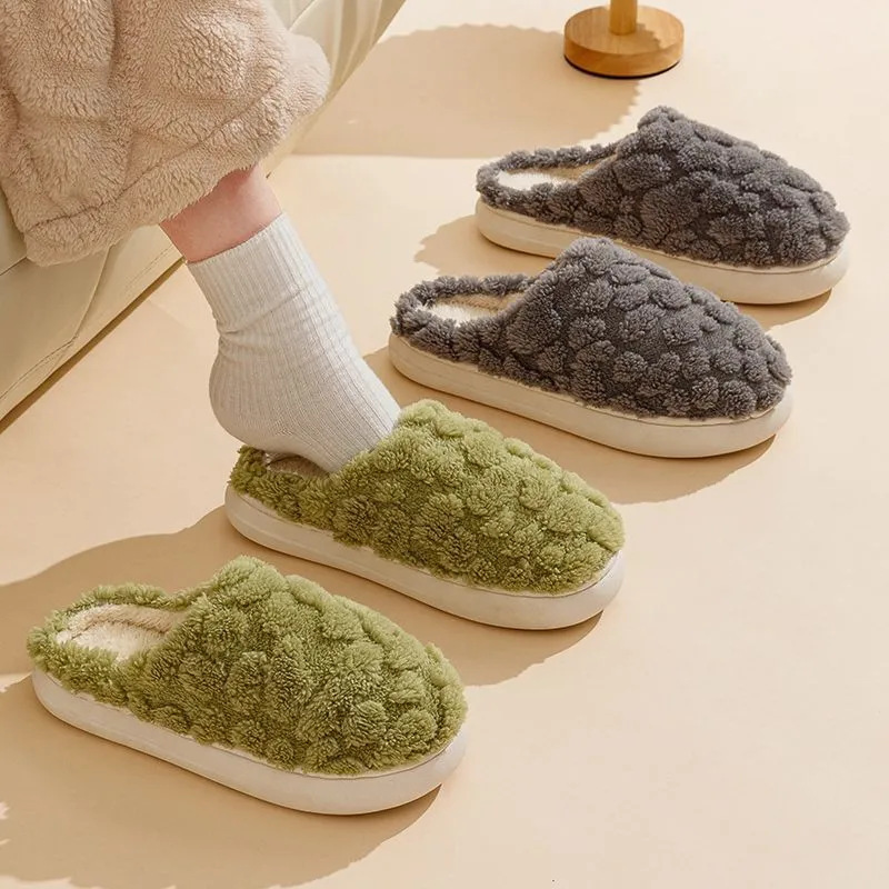 Cotton Slippers Women's New Indoor Warm Dung-feeling Plush Home and Home Winter Anti-slip Comfortable Cotton Slippers for Men