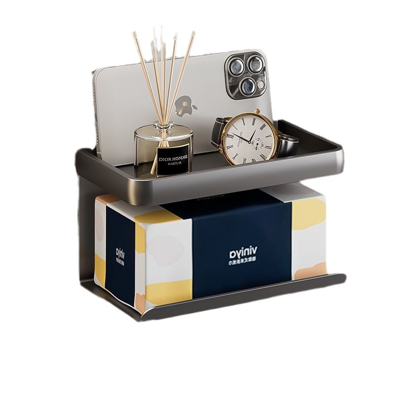 Tissue Holder Punch-Free Bathroom Toilet Paper Box Wall-Mounted Roll Paper Tissue Box Household Storage Rack Paper Box