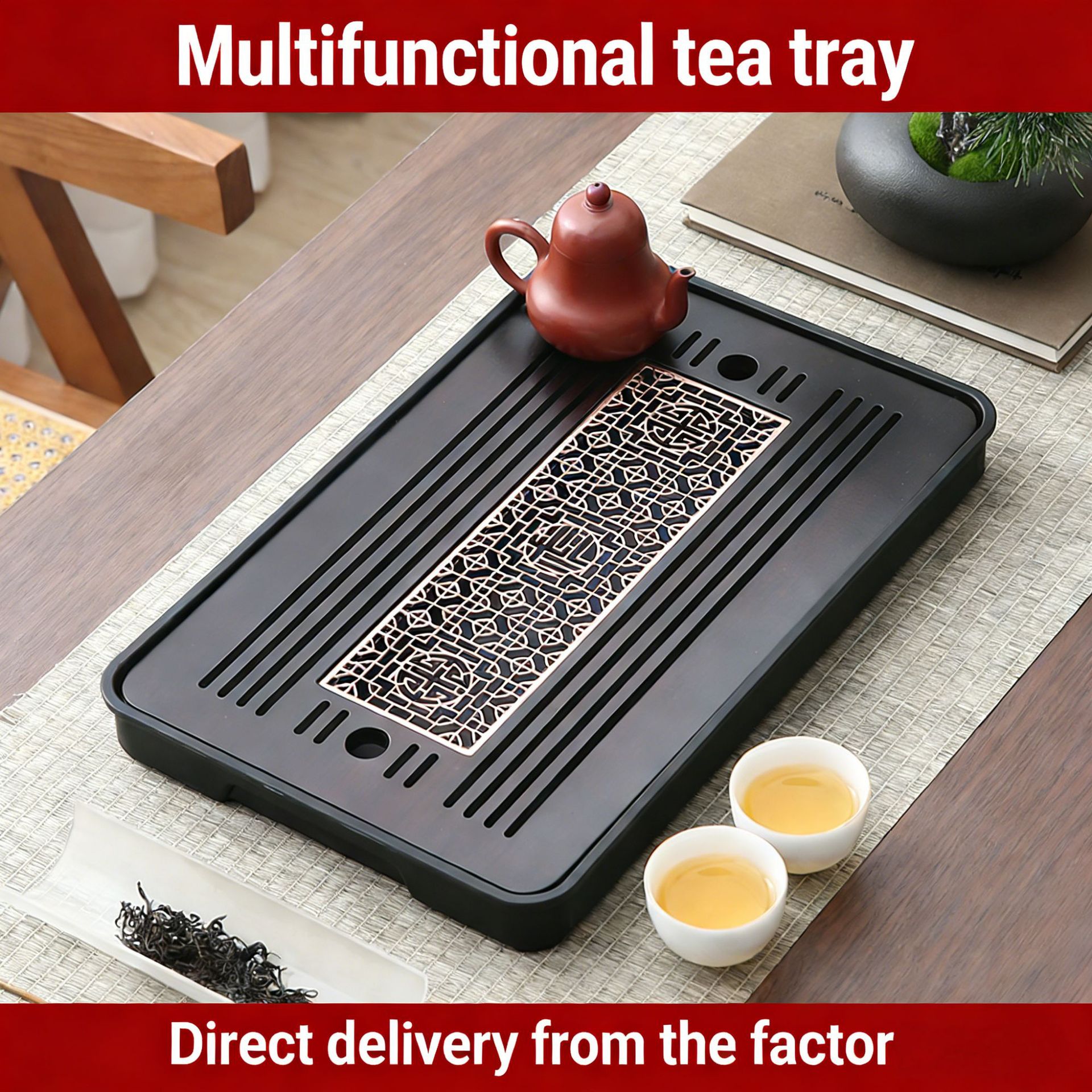 Оптовый поднос для чая для дома, маленький чайный столик с водохранилищем, сухой поднос для заваривания, бамбуковый поднос для чая
