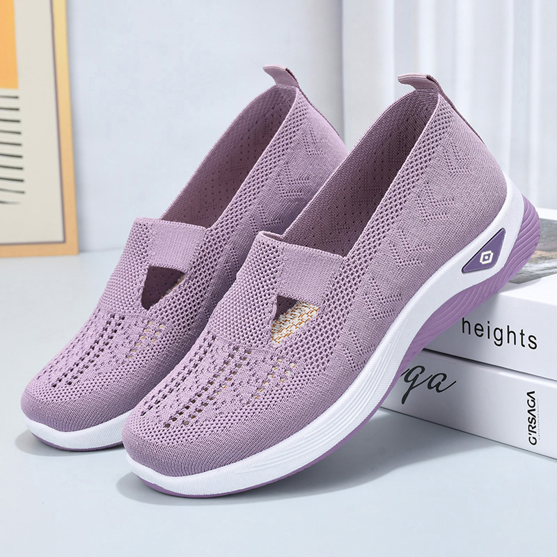 Women's Shoes Summer Cross-Border Large Size Slip-On Mom's Shoes Fly Woven Mesh Casual Shoes Versatile Old Beijing Cloth Shoes Wholesale