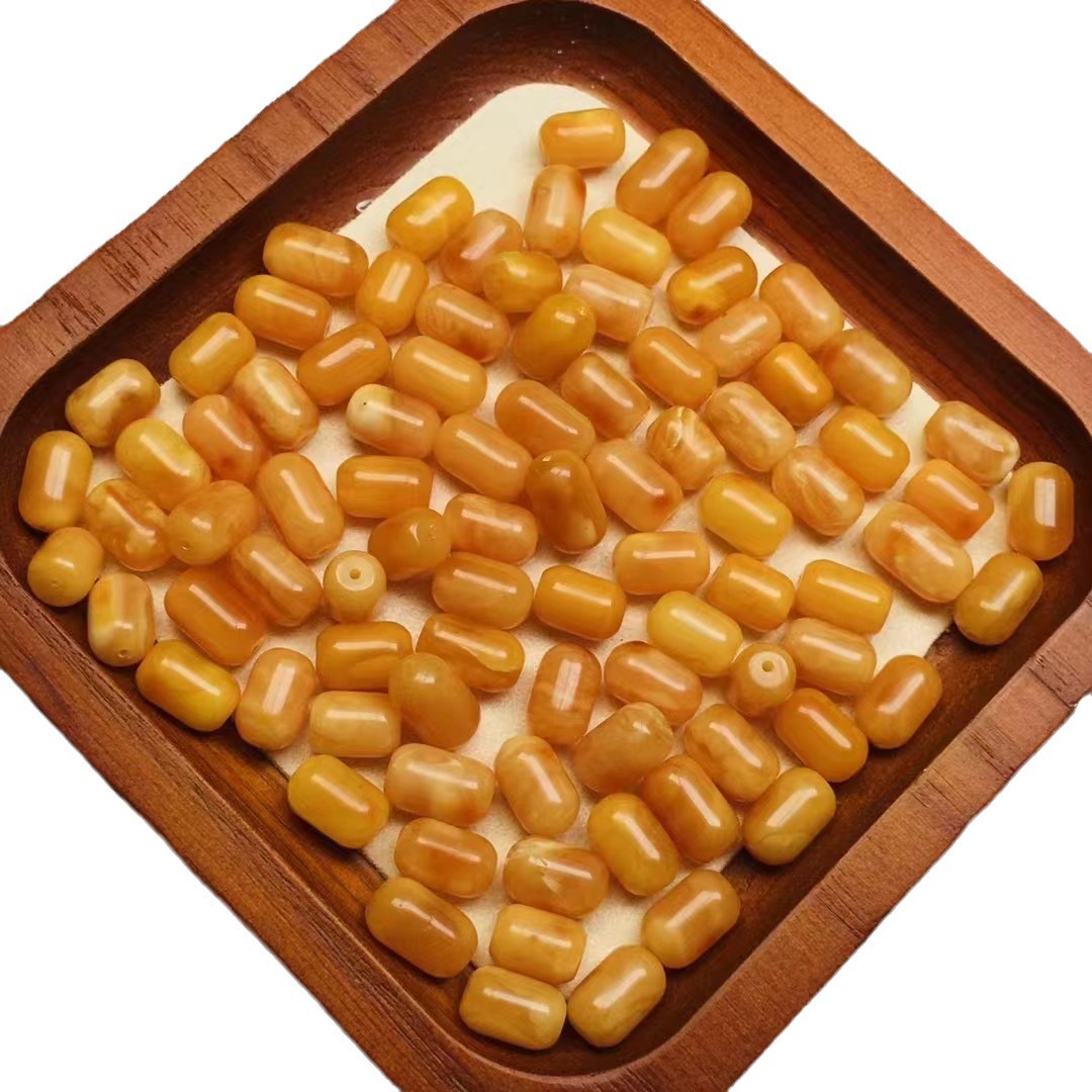 Natural Russian beeswax barrel beads accessories wax rich old beeswax accessories Ketang jewelry origin wholesale