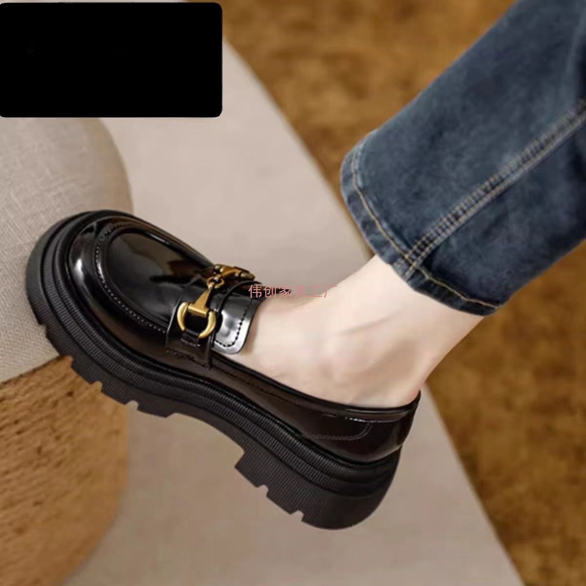 Real Soft Leather Thick Heel Loafers for Women 2025 New Versatile Thick Sole Jk Flats High Heels British Style Small Leather Shoes for Women