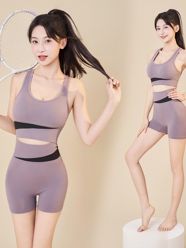 Cross-Border European and American Sports Bra for Women Without Rims, Shock-Proof Vest, Fitness Running Yoga Quick-Drying Sports Back Set