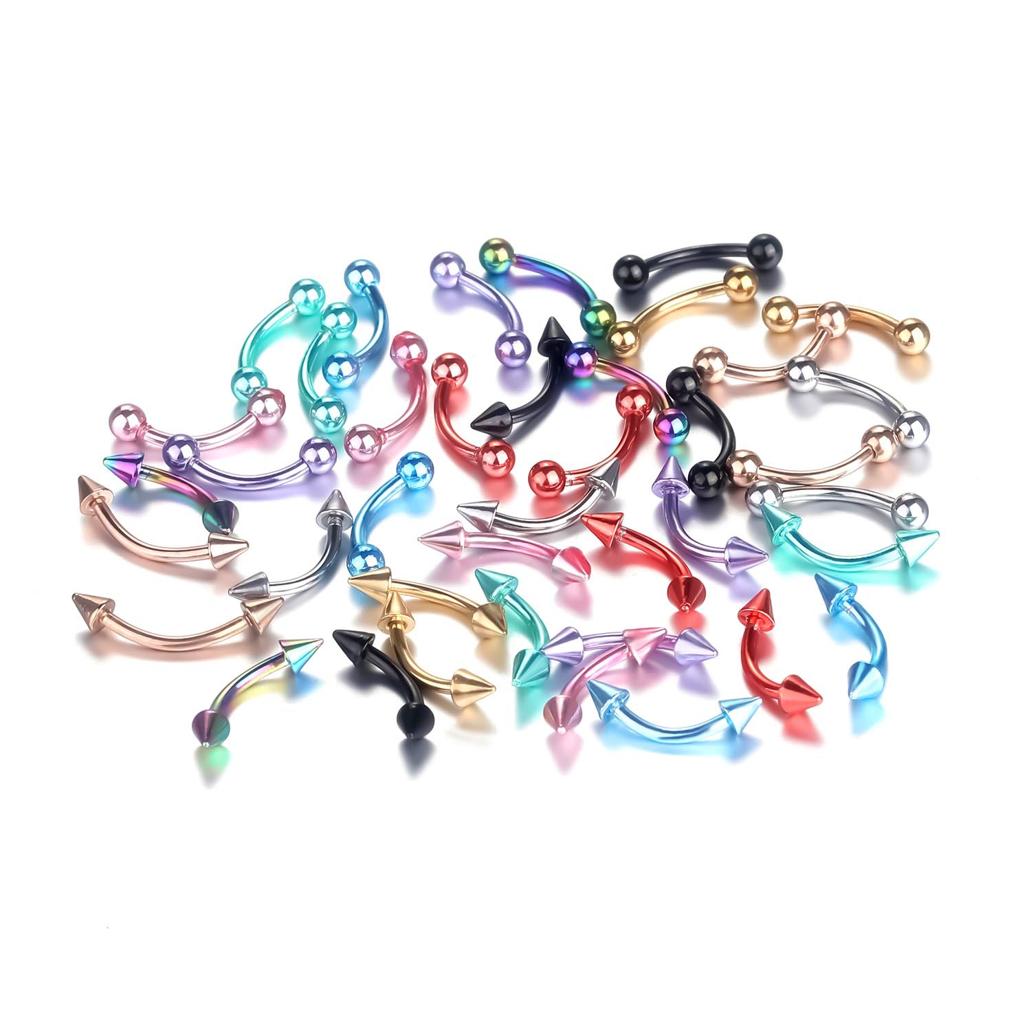 Stainless steel eyebrow nail lip nail color electroplated earrings European and American puncture jewelry multi-color multi-size cross-border supply