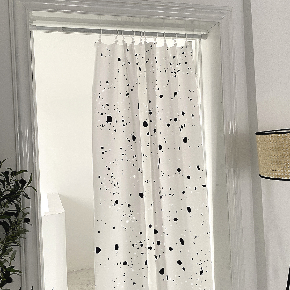 Black and white contrast color splash ink door curtain tablecloth curtain background cloth student desk inkjet retro creative home soft outfit