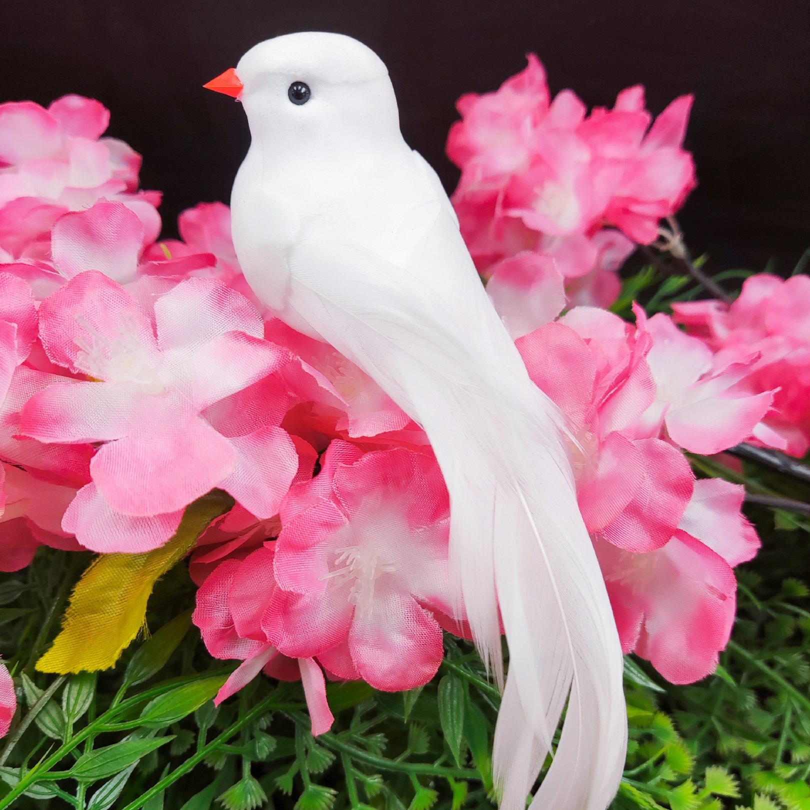 14cm red mouth White Pigeon simulation feather bird/props bird white feather bird