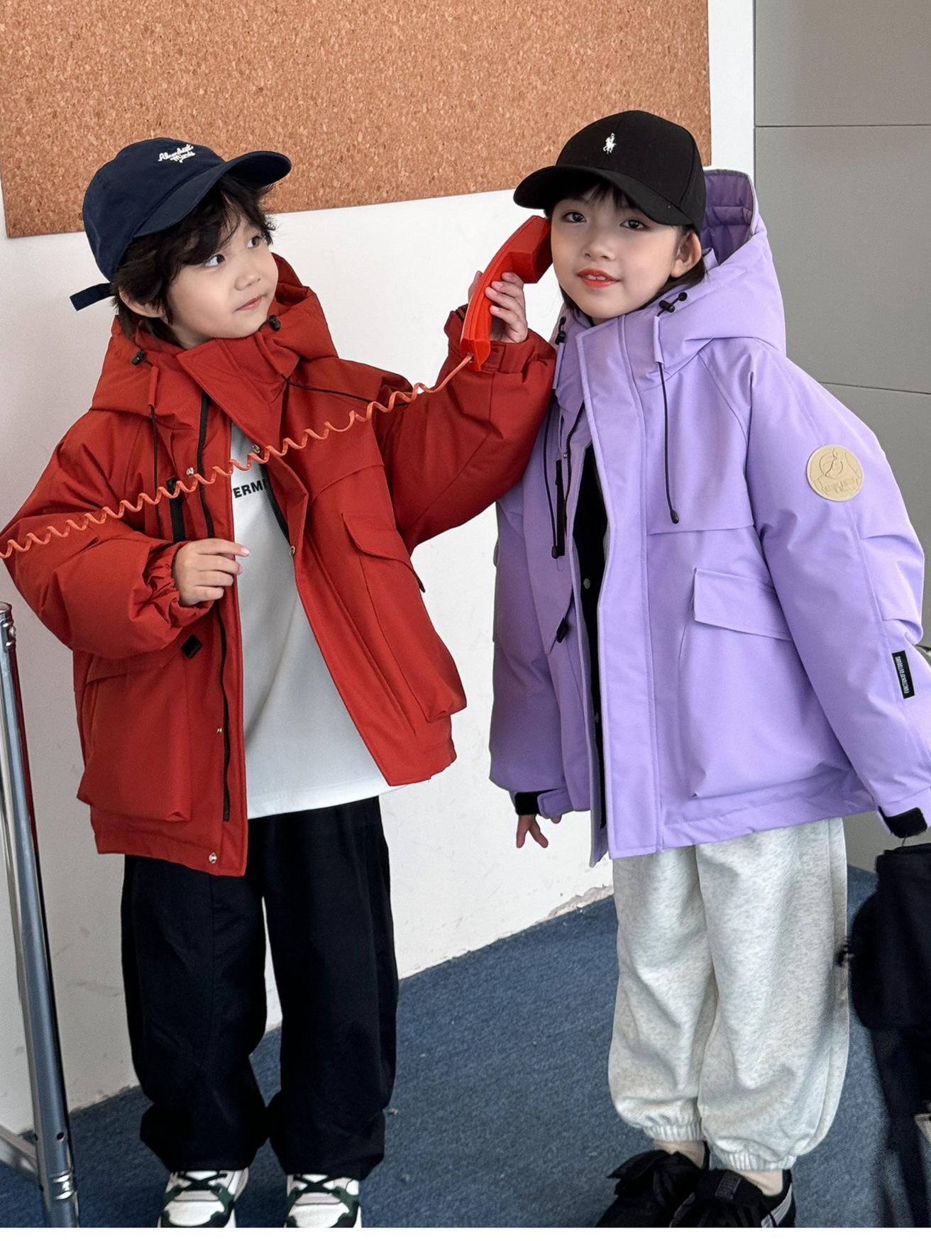 Children's Workwear down Jacket Korean Style New Boys and Girls Thickened Hooded White Duck down Waterproof Jacket Trendy