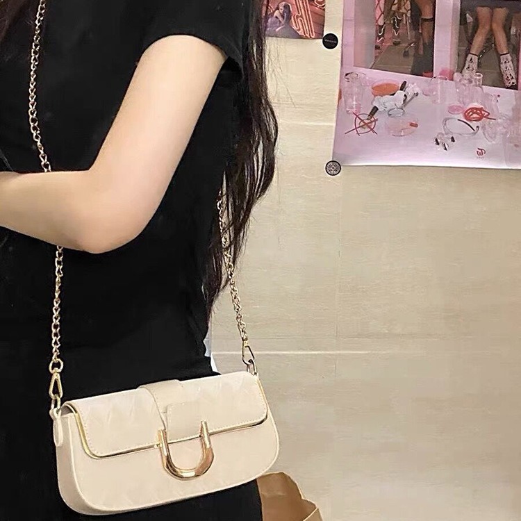 Li Cha 2023 new high-grade simple elegant small square bag shoulder messenger bag fashionable all-match underarm bag for women