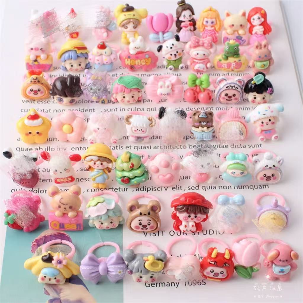 Милое многоцветное мультяшное кольцо из смолы для детей, сладкое цветочное украшение, матовое кольцо для пальца, популярная продажа на AliExpress