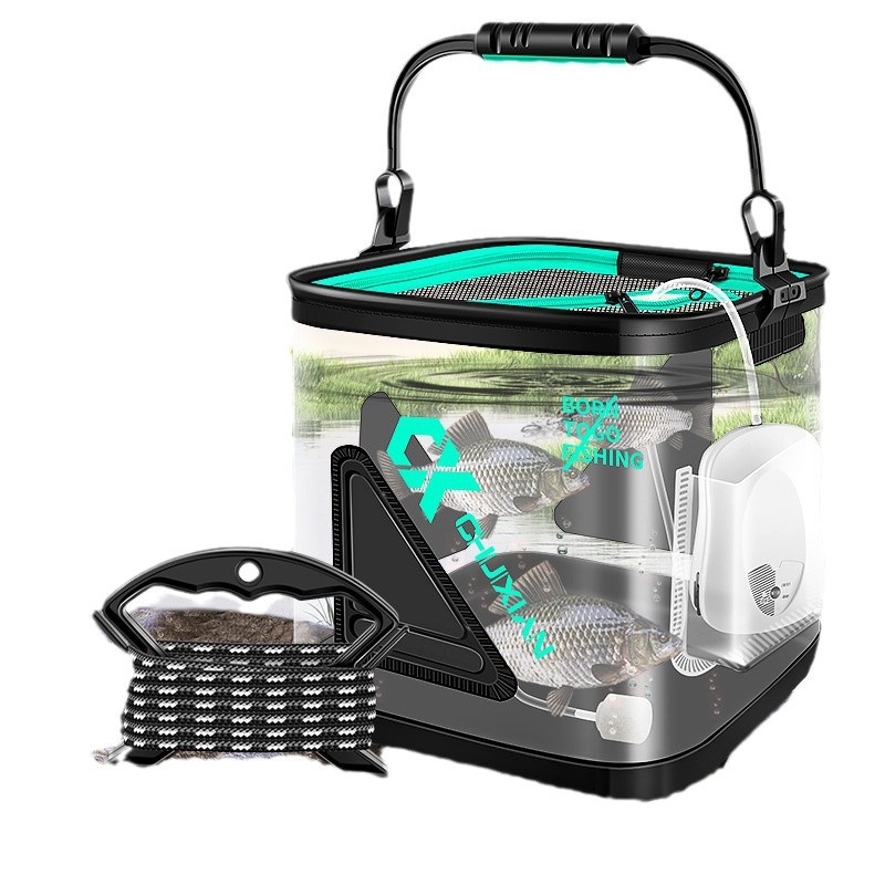 New live fish bucket Luya transparent fish bucket foldable portable wild fishing fish protection bucket outdoor fish box bucket