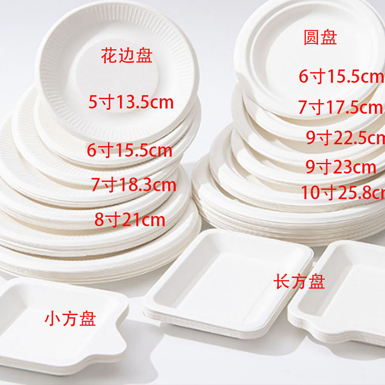 Disposable Paper Plate 5 Inch Thickened Cake Dinner Plate Sugarcane Pulp Degradable Picnic Barbecue White Paper Plate