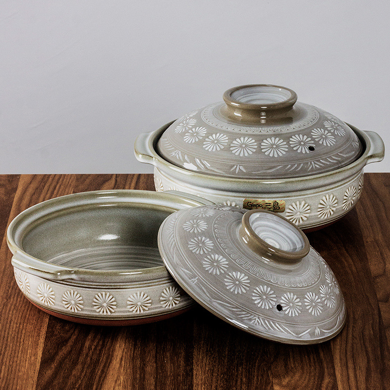 Japan imported ancient three-island high temperature resistant casserole stew pot porridge soup rice smoldering insulation clay pot