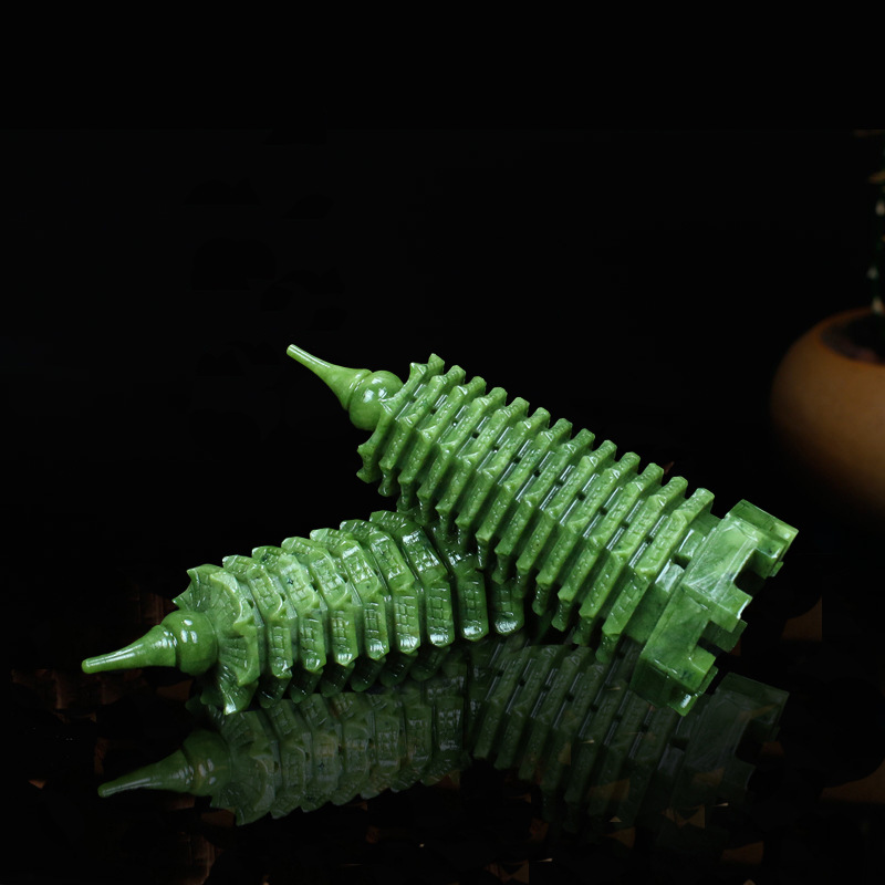 Natural Jade Wenchang Tower 9th Floor 13th Floor Living Room Desk Study Desk Jade Decoration Chinese Craft Gift