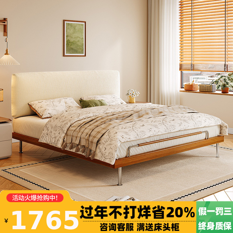 Специальная винтажная ультратонкая кровать с регулируемым и съемным изголовьем, шенилловая тканевая кровать для спальни